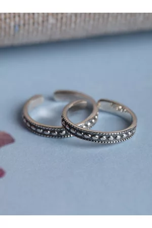 CLARA Silver Toned Oxidised Sterling Silver Toe Rings