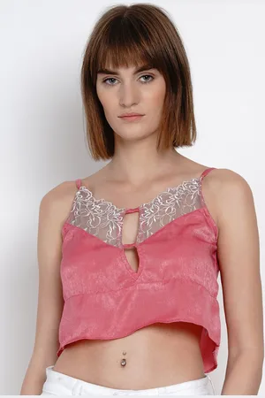 Erotissch Women Pink Self Design Tank Top