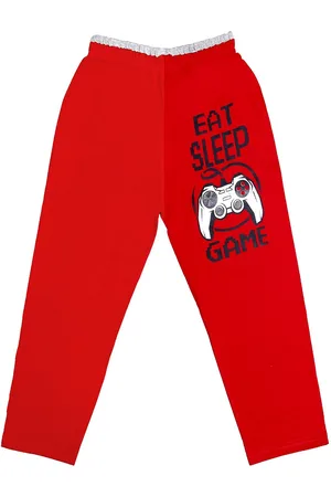 Sweet Angel Boys Red Printed Relaxed-Fit Pure Cotton Track Pants