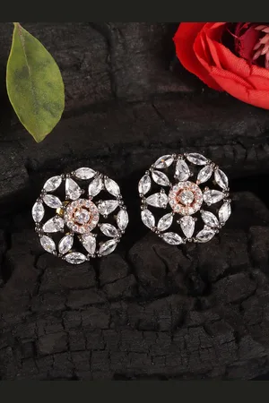 JEWELS GEHNA Gold-Toned & White Circular Studs Earrings