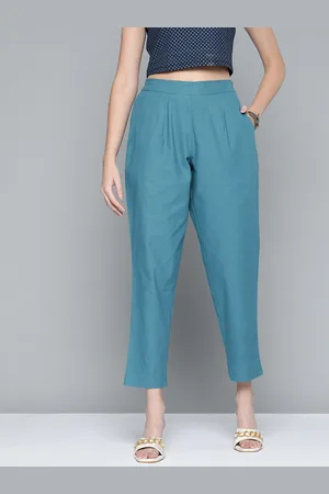 HERE&NOW Women Blue Straight Fit Trousers