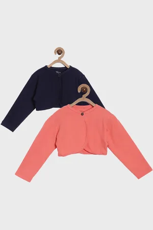 Kryptic Girls Pack of 2 Navy Blue & Peach-Coloured Pure Cotton Shrug