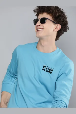 HERE&NOW Men Blue Solid Pullover Sweatshirt