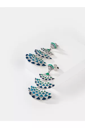 SHAYA Women Silver-Toned Drop Earrings