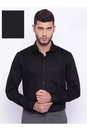 Lifestyle Men Black Slim Fit Solid Formal Shirt