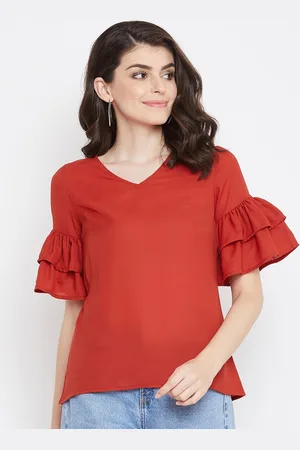 La Zoire Women Rust Red Solid Top