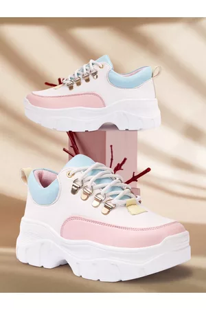 Vendoz Women Pink Colourblocked Sneakers