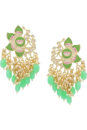 Asmitta Jewellery Green Contemporary Drop Earrings