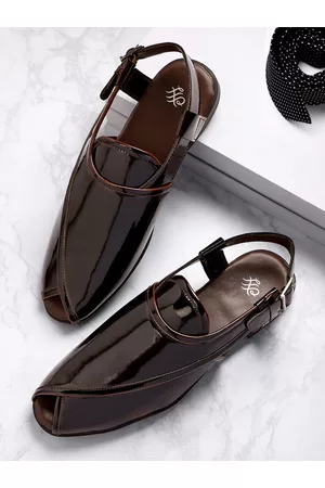 House of Pataudi Men Burgundy Shoe-Style Sandals