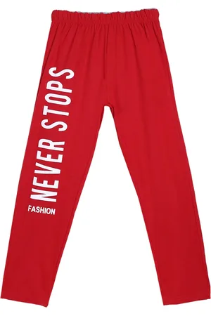 Sweet Angel Boys Red Printed Cotton Relaxed Fit Track Pants