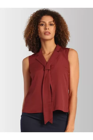 FableStreet Women Rust Red Solid Top