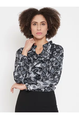 La Zoire Women Grey Snake Skin Printed Top