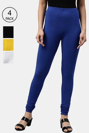 FRENCH KLEIDER Girls Pack Of 4 Solid Churidar-Length Leggings