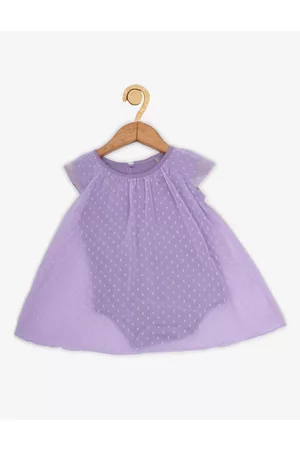 Creative Purple Self Design A-Line Romper Dress