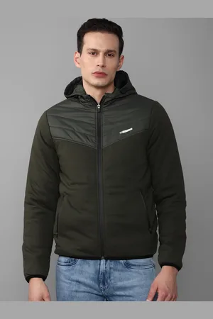 Louis Philippe Men Green Solid Padded Jacket