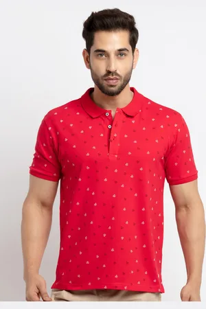 Status Quo Men Red Printed Polo Collar T-shirt