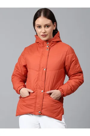 Campus Women Orange Windcheater Outdoor Puffer Jacket