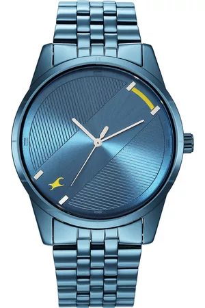 Fastrack Men Blue Brass Dial & Blue Bracelet Style Straps Analogue Watch 3277QM01