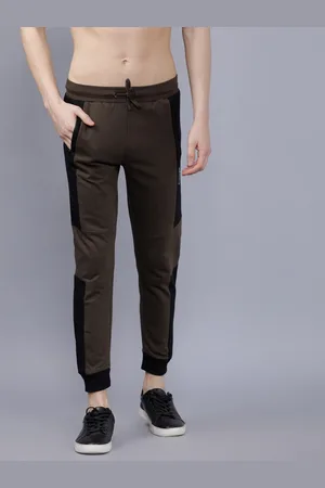 The Indian Garage Co Men Olive-Green & Black Colourblocked Slim-Fit Joggers