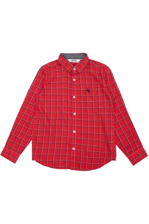 CANTABIL Boys Red Checked Casual Shirt