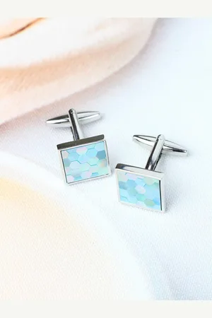 Tossido Men Blue & Silver-Toned Solid Cufflink