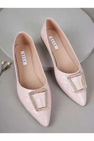 Elle Women Nude-Coloured Solid Embellished Ballerinas Flats