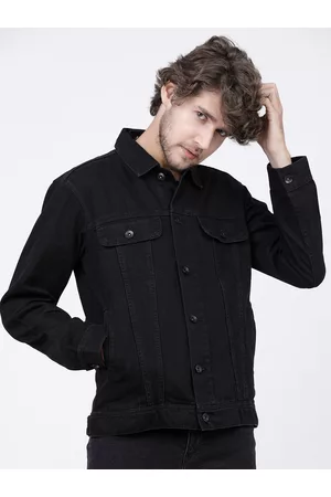LocoMotive Men Black Solid Denim Jacket