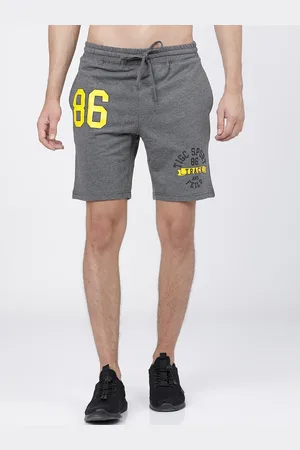 The Indian Garage Co Men Grey Typography Printed Mid-Rise Regular Shorts
