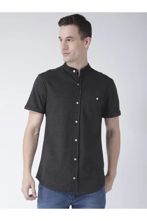 Club York Men Charcoal Standard Solid Casual Shirt