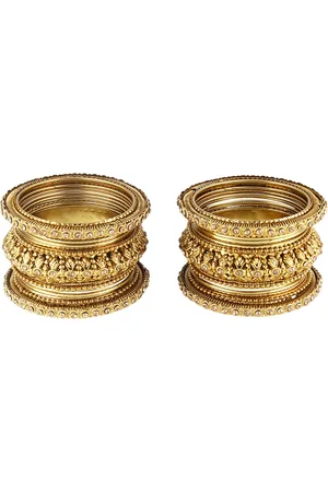 Adwitiya Collection Set of 26 Gold-Plated Stone-Studded Antique Bangles