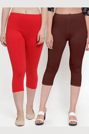 Jinfo Women Red & Brown Pack Of 2 Capris