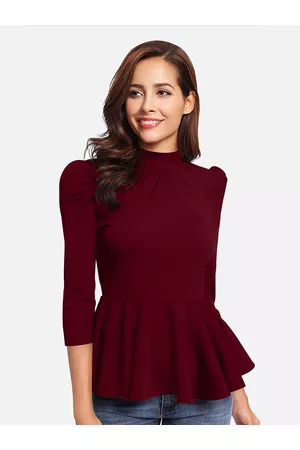 LONDON BELLY Maroon Peplum Top