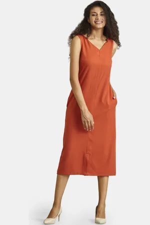 FableStreet Women Orange Solid A-Line Dress