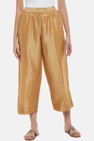 Pantaloons Women Gold Solid Culottes Trouser