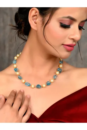 Silvermerc Designs Unisex Blue & Gold-Toned Brass Gold-Plated Handcrafted Necklace