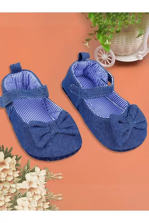 Baby Moo Girls Blue Printed Booties