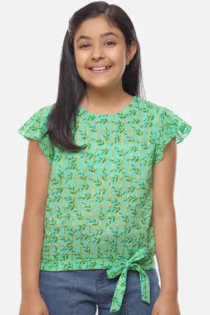 CACA CINA Sea Green Floral Print Top