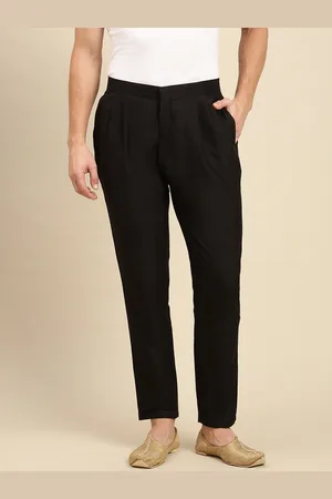 Sanwara Men Black Solid Art Silk Pyjamas