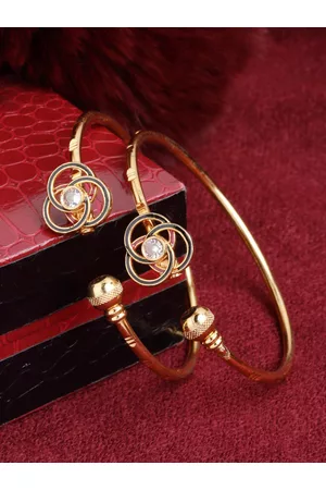 PANASH Set Of 2 Gold-Plated Gold-Toned Bangle