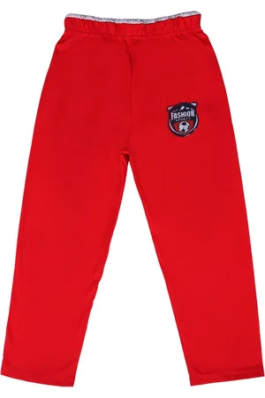 Sweet Angel Boys Red Solid Pure Cotton Relaxed-Fit Track Pants
