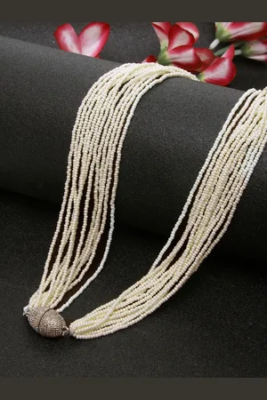 DUGRISTYLE Silver-Plated & White Handcrafted Necklace