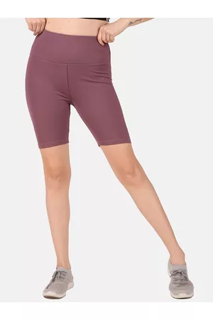 FITINC Women Pink Skinny Fit High-Rise Training or Gym Sports Shorts with Antimicrobial Technology