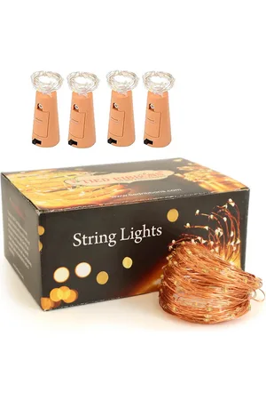Tied Ribbons Set Of 4 Copper Cork Gold String Lights