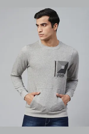 Blackberrys Men Grey Melange Printed Sweatshirt