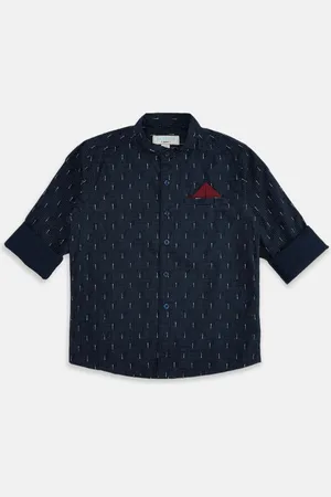 Pantaloons Boys Teal Printed Party Shirt
