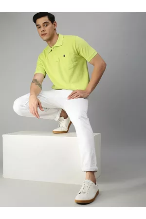 ONN Men Fluorescent Green Polo Collar T-shirt