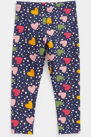 Mothercare Girls Navy Blue Printed Ankle-Length Leggings