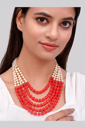 Silvermerc Designs Unisex Gold-Toned & Red Brass Gold-Plated Layered Necklace
