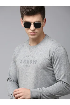 Arrow Men Brand Logo Applique Round-Neck Pullover Sweatshirt