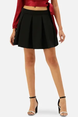 Martini Women Black Pleated Flared Mini Skirt